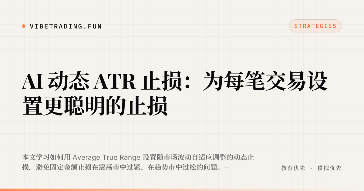 AI 动态 ATR 止损：为每笔交易设置更聪明的止损